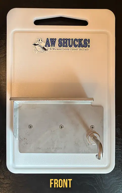 mount-frnt-2 Aw Shucks- self mounted steel oyster shucker.
